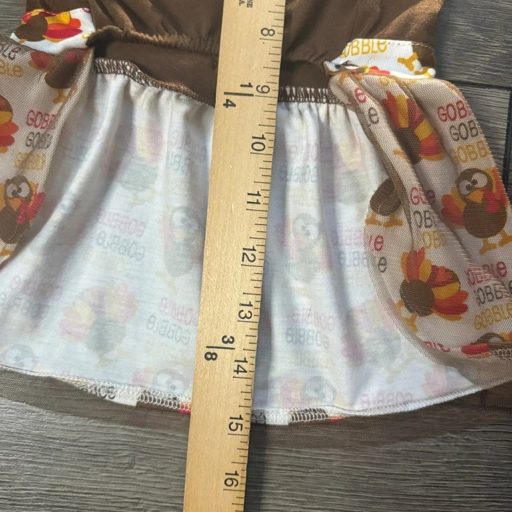 Yikevo Thanksgiving Turkey Gobble Pet Dog Dress Brown Tulle Size L Holiday
